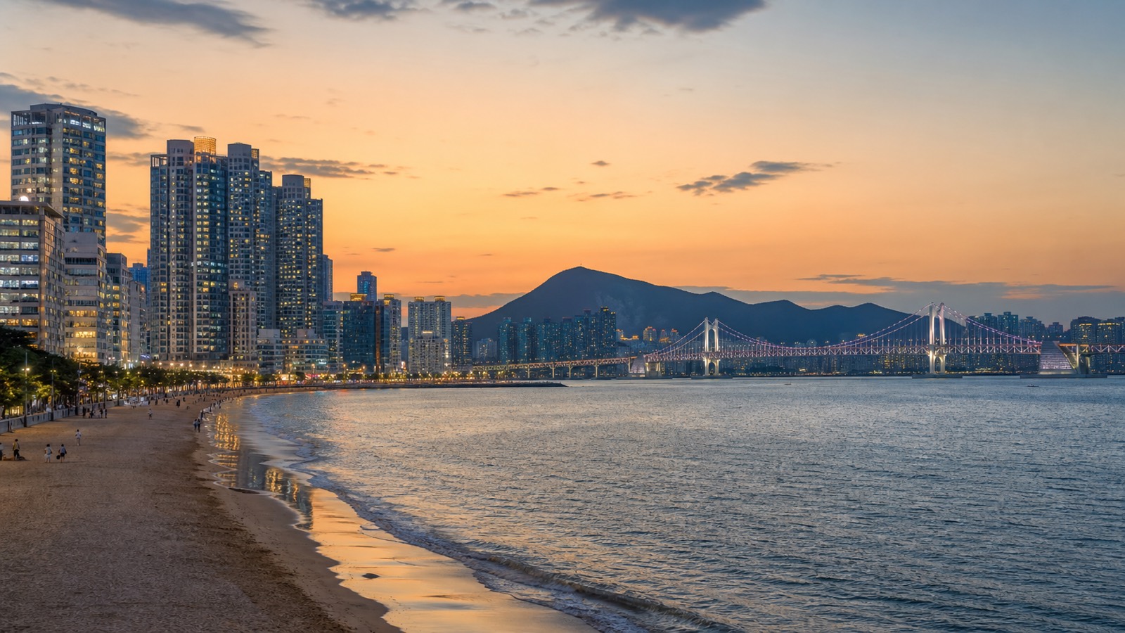 Busan coast at sunset