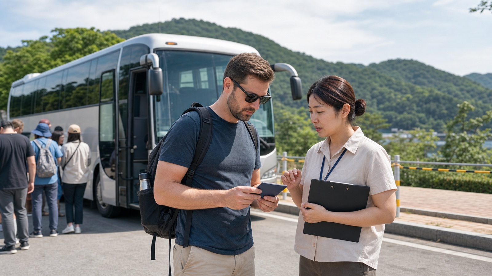 Traveler preparing a passport for a guided tour