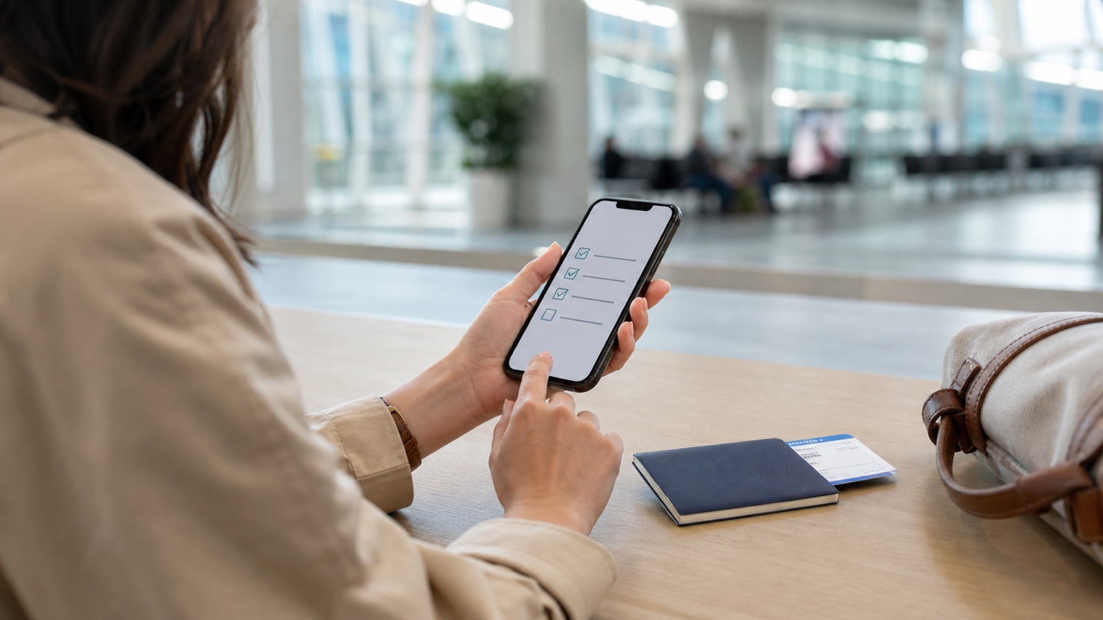 Traveler checking Korea arrival documents