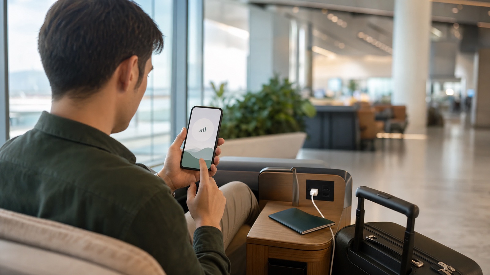 Traveler setting up a Korea eSIM