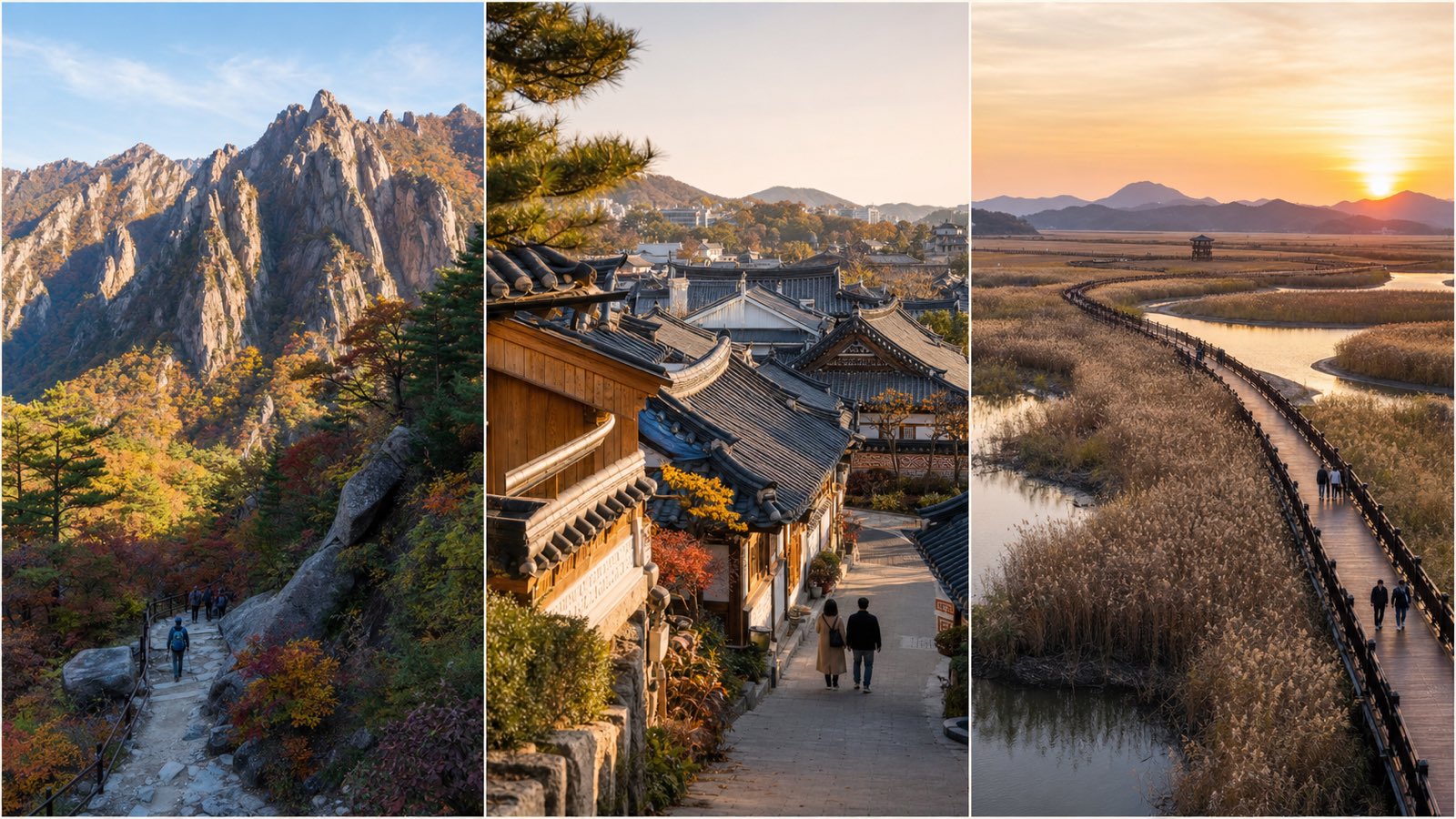 Korean mountains hanok and wetland