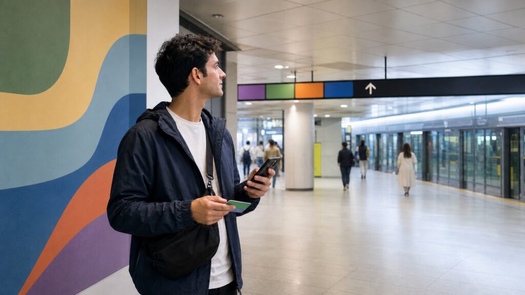 Traveler planning a Seoul subway trip