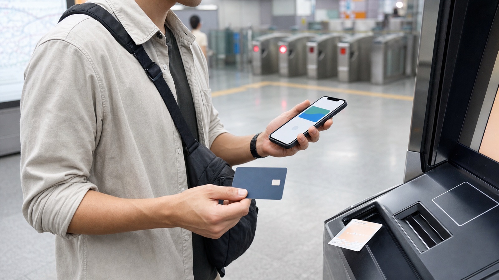 Traveler comparing Korea transit payment options