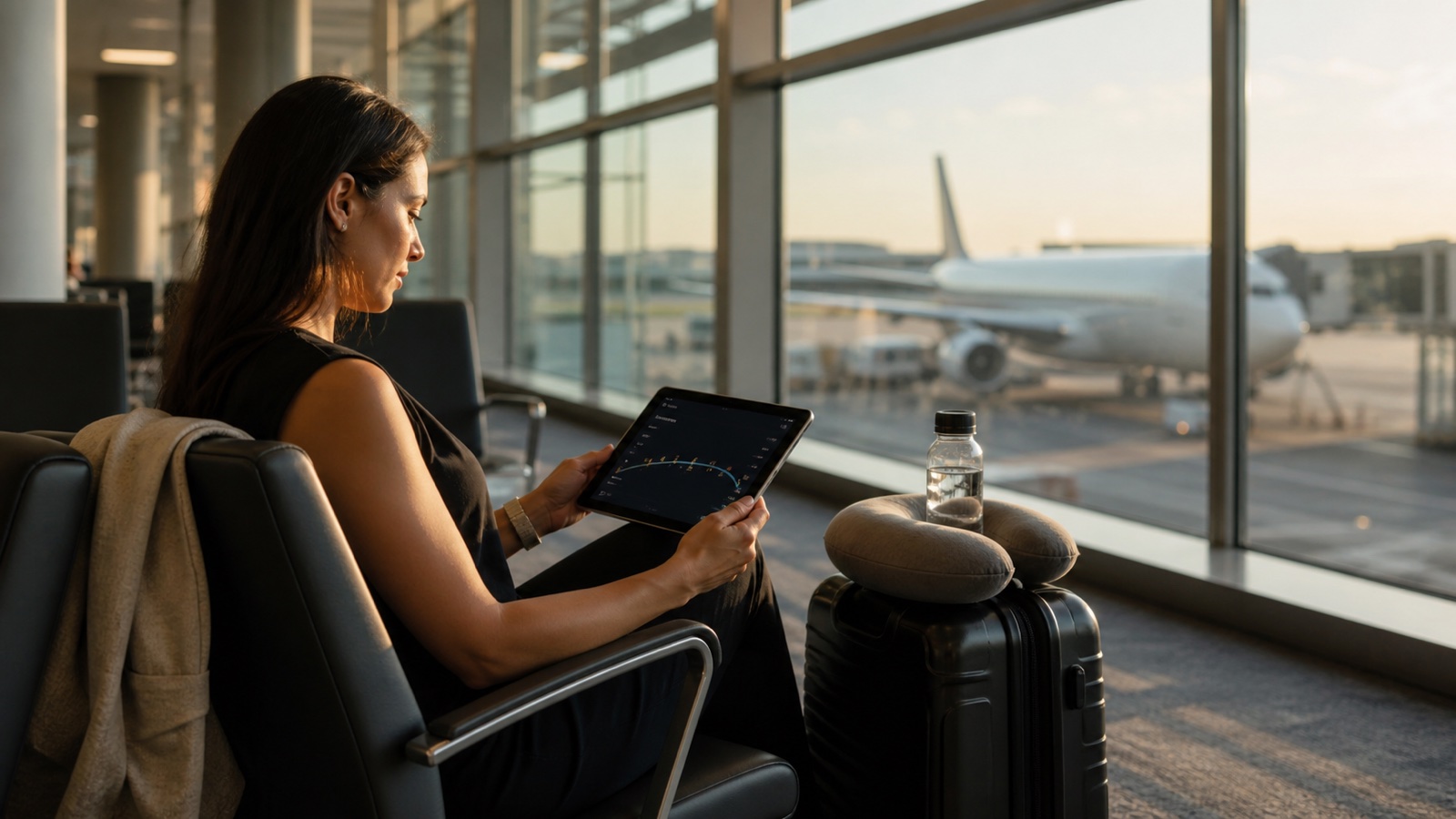 Traveler preparing for a long-haul flight to Korea