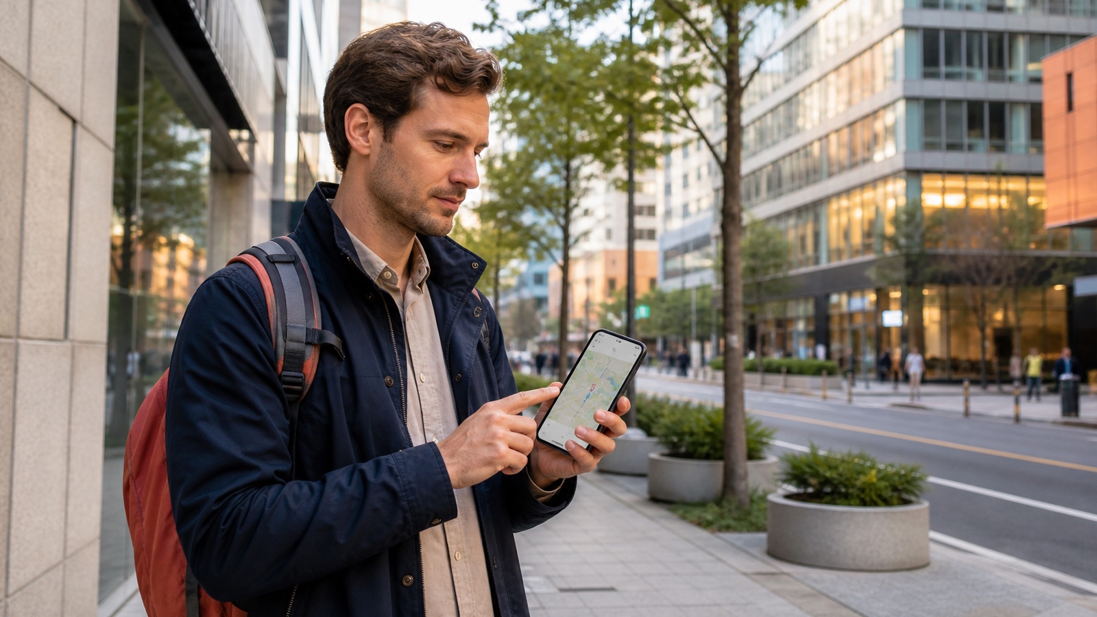 Traveler using Korea Google Maps