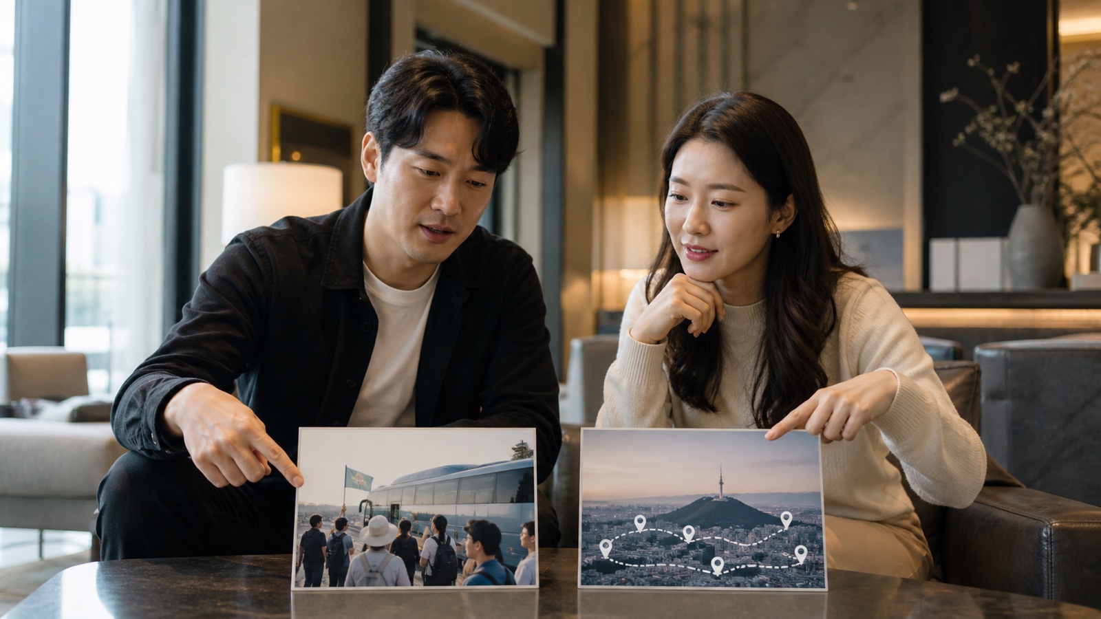 Travelers comparing a Korea tour with independent travel