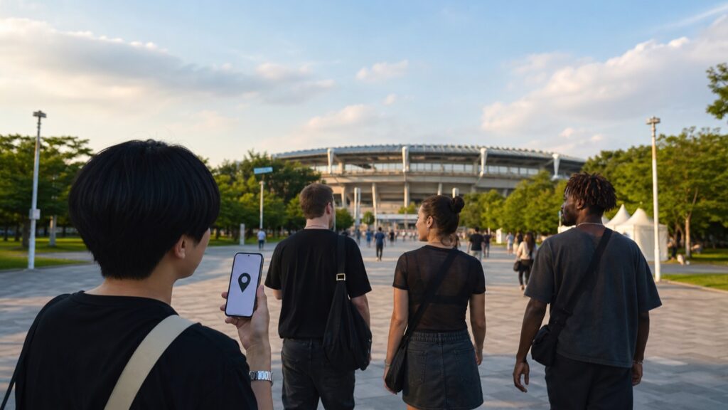 Travelers planning a hotel route near Olympic Park