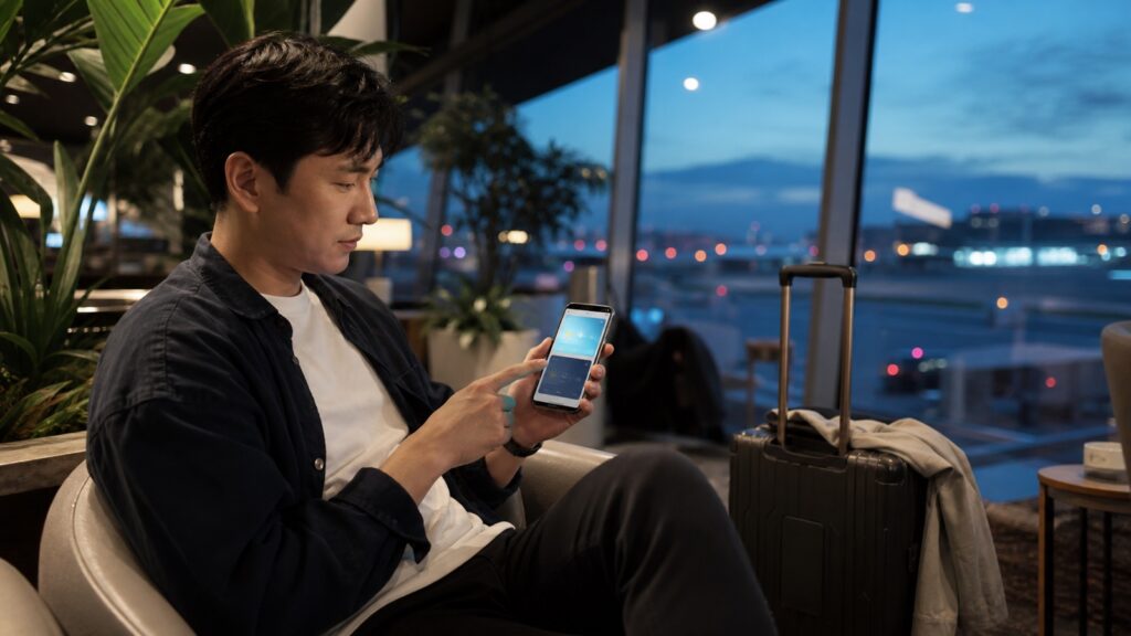 Traveler choosing a Singapore to Korea flight time