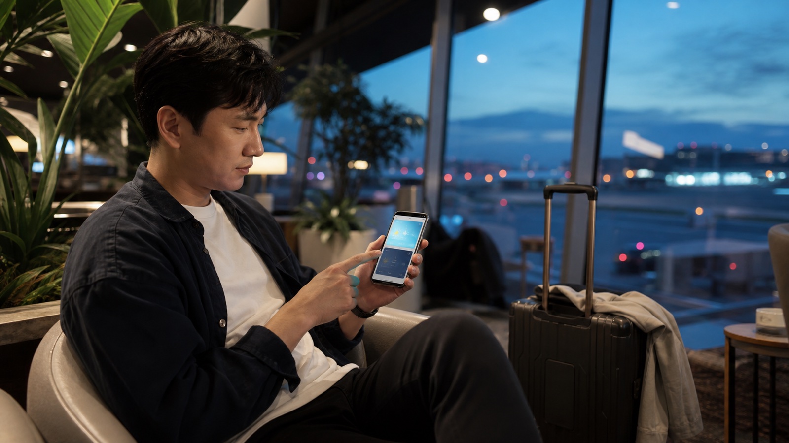 Traveler choosing a Singapore to Korea flight time