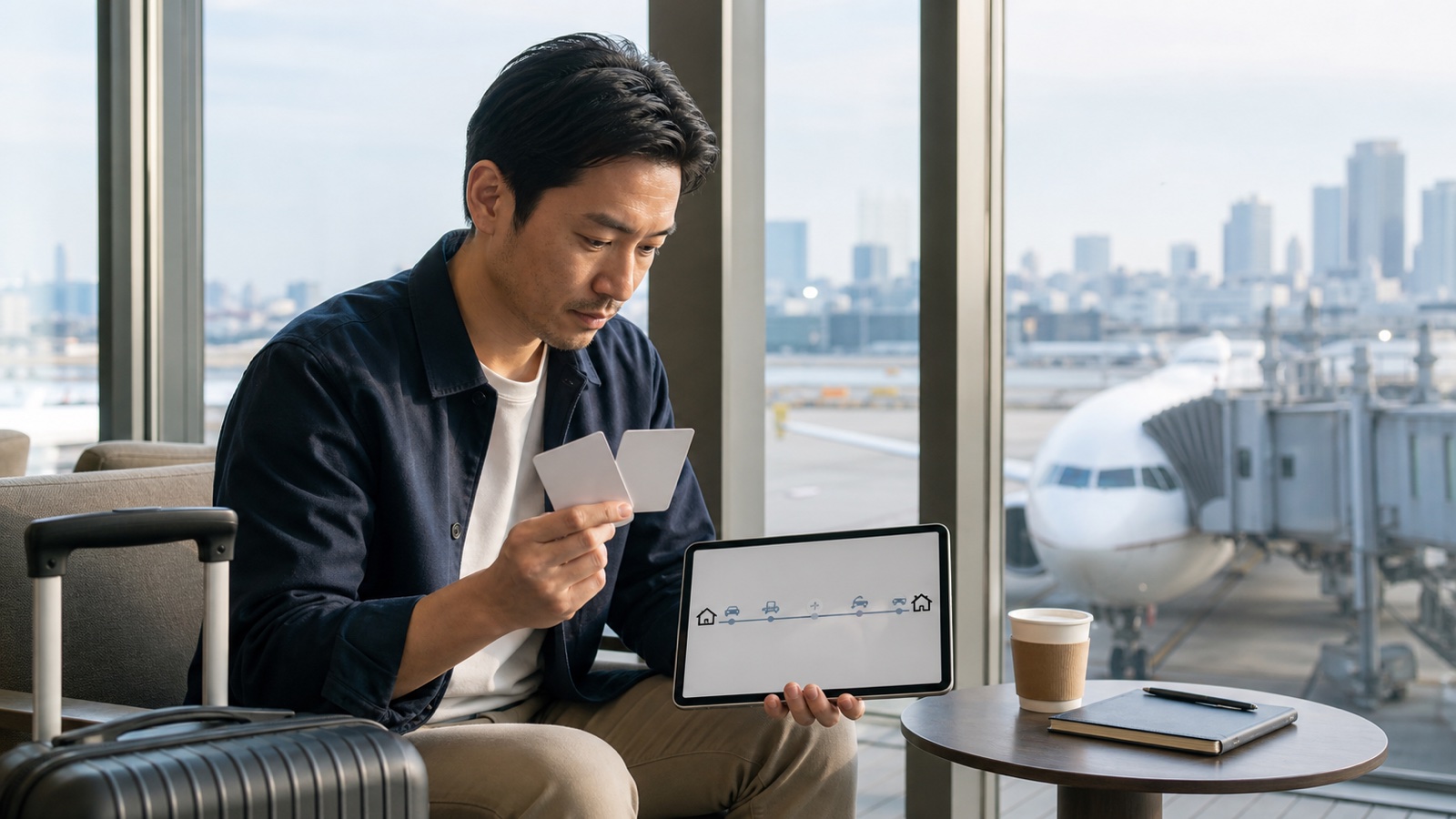 Traveler comparing a Tokyo to Korea journey
