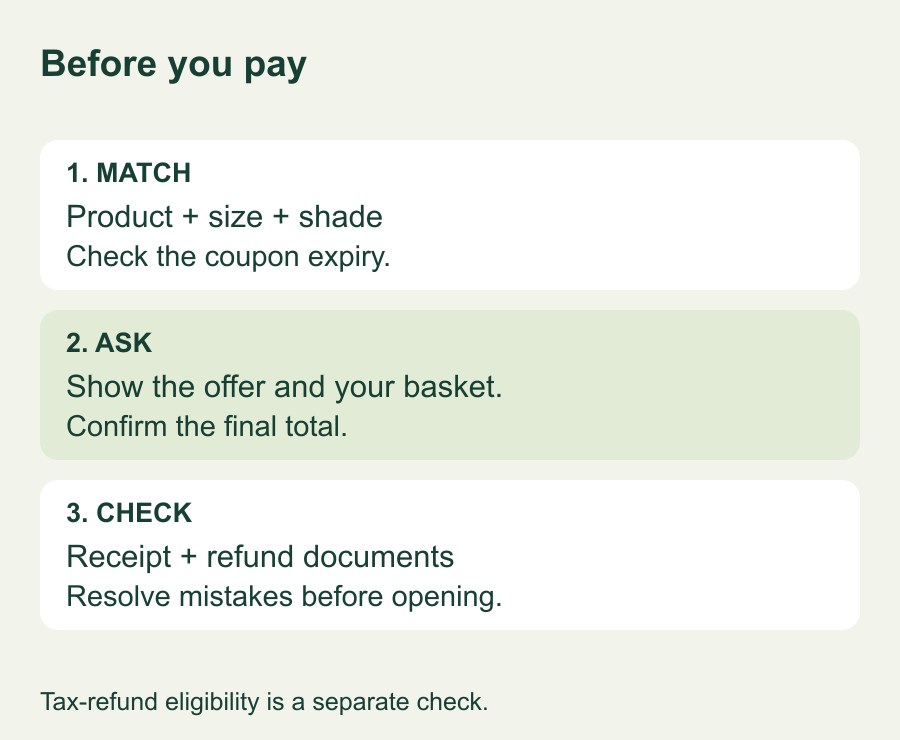 Three stages of a checkout check