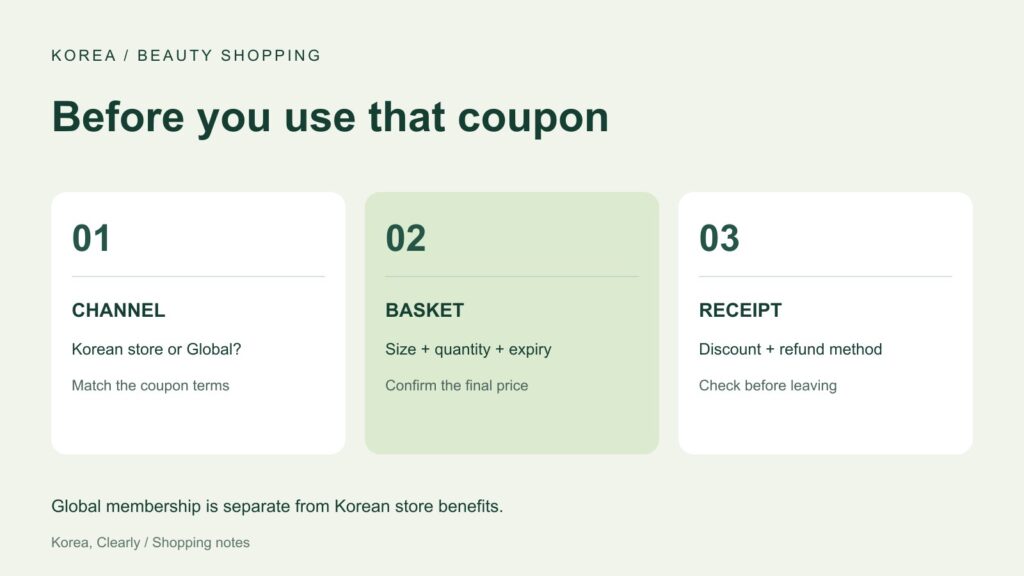 Store discount and coupon checking sequence
